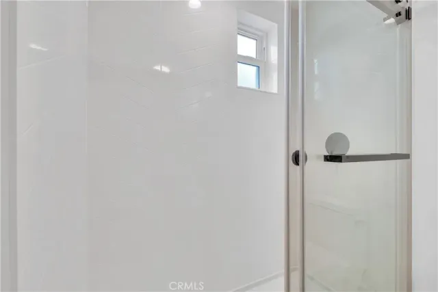 a close view of a shower in bathroom