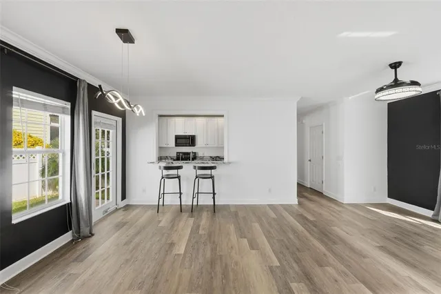 an empty room with windows