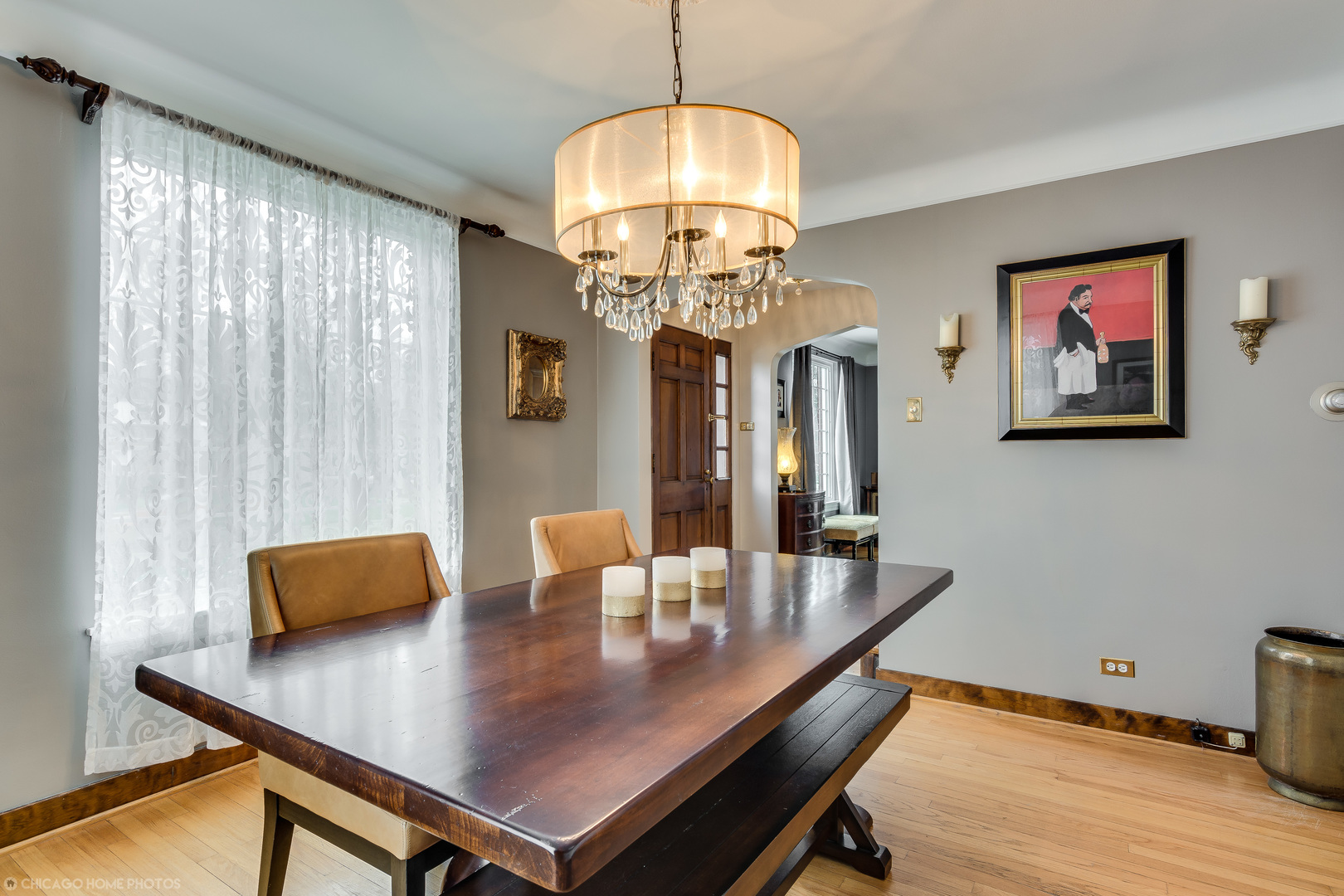 583 Selborne Road Riverside, IL 60546 - Photo 11 of 28 a view of a dining room with furniture and chandelier
