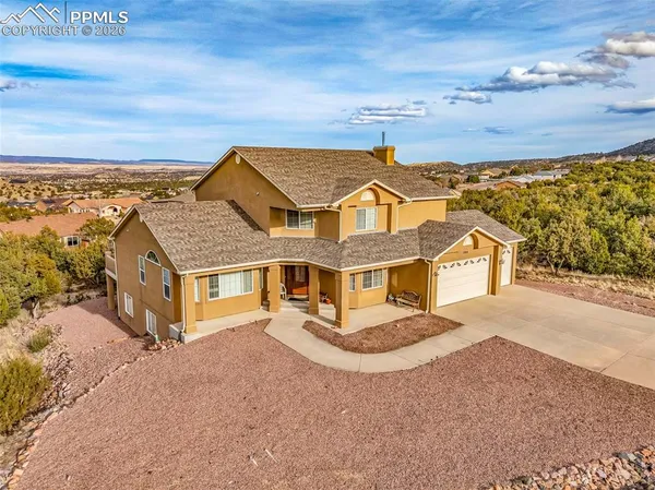 an aerial view of a house