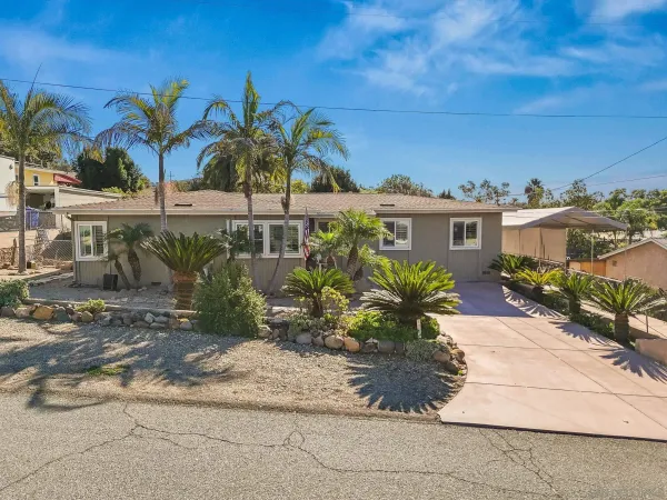 a view of a palm trees in front of a house