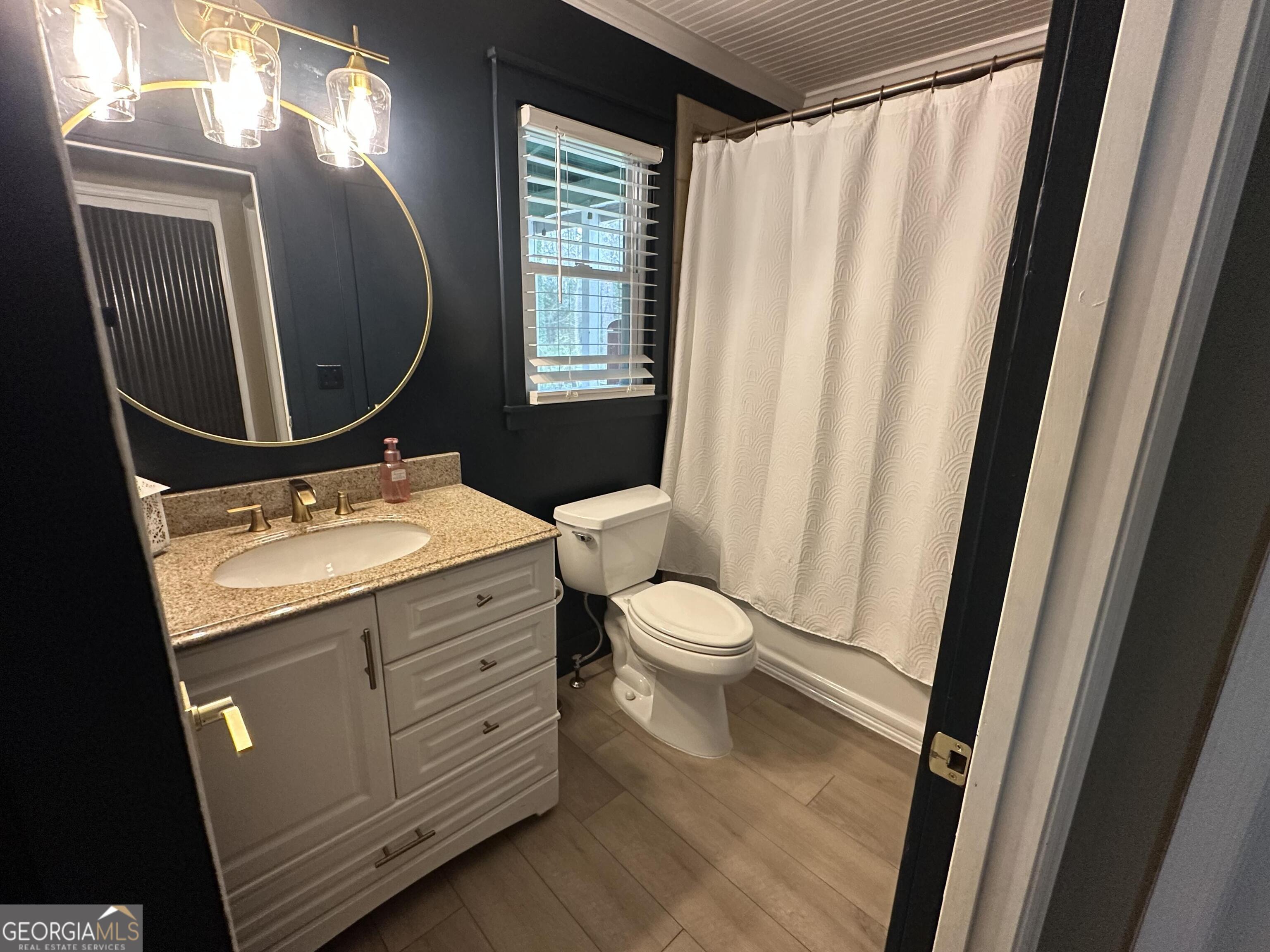 2015 Commonwealth Road Cumming, GA 30041 - Photo 13 of 22 a bathroom with a toilet a sink a mirror a vanity and window
