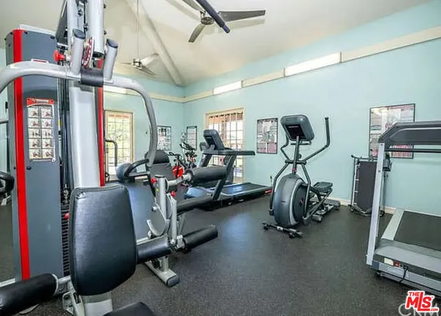 a view of a room with gym equipment