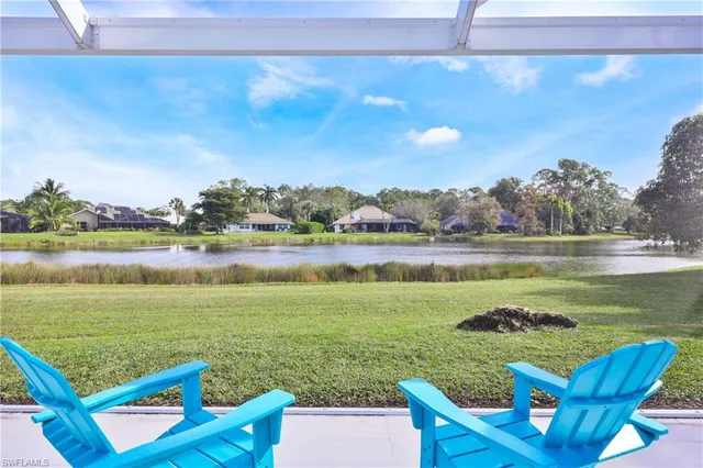 a view of a lake with outdoor space