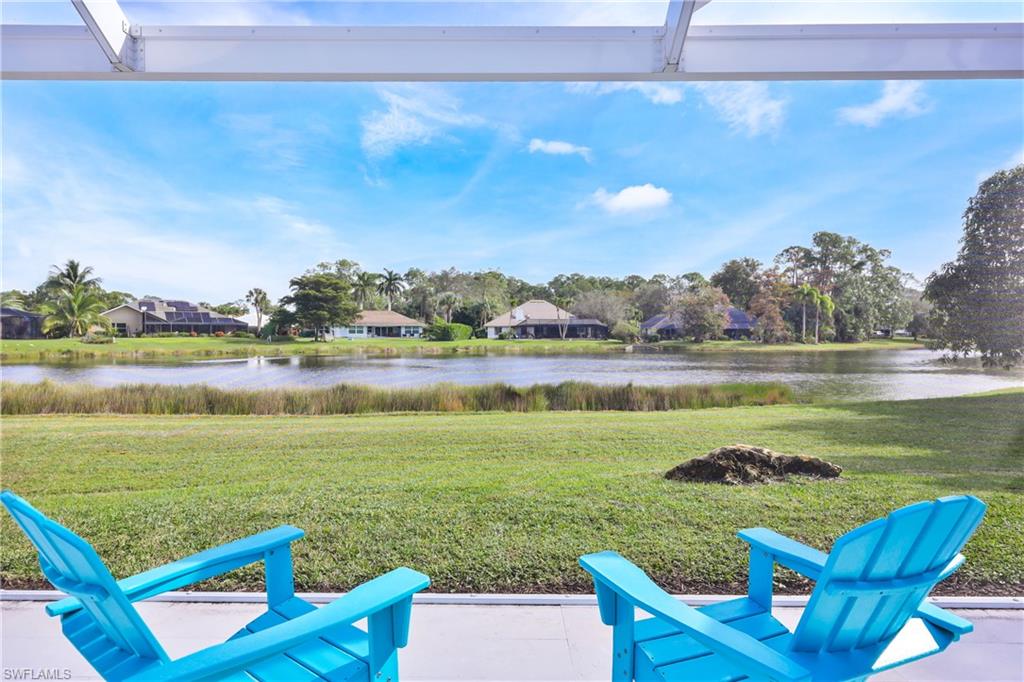 a view of a lake with outdoor space