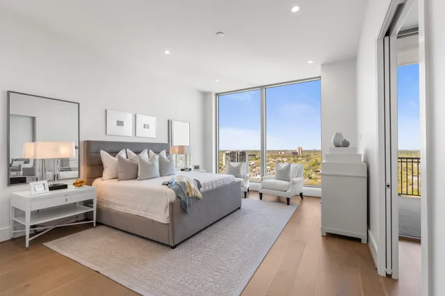 a view of a kitchen counter space and breakfast area