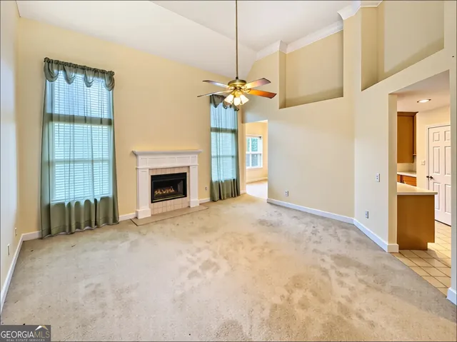a view of a livingroom with a fireplace