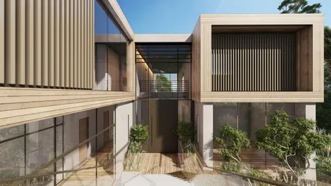 a potted plant sitting in front of a door