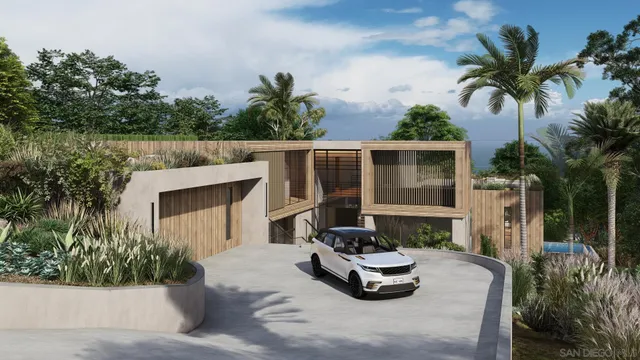 a house view with a garden space