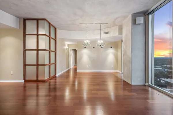 a view of a glass door with a glass door and glass door