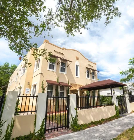 a view of a large white building