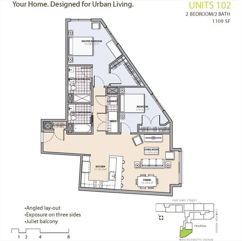 7 Cameron Avenue, Unit 102 Cambridge, MA 02140 - Photo 12 of 12 a picture of a floor plan