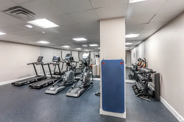 a view of a room with gym equipment