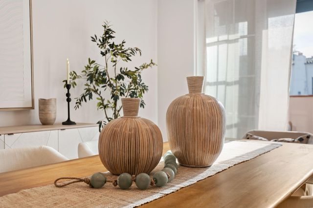 a view of a potted plant sitting in a kitchen