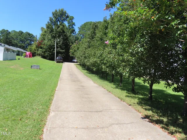 a view of park with large trees