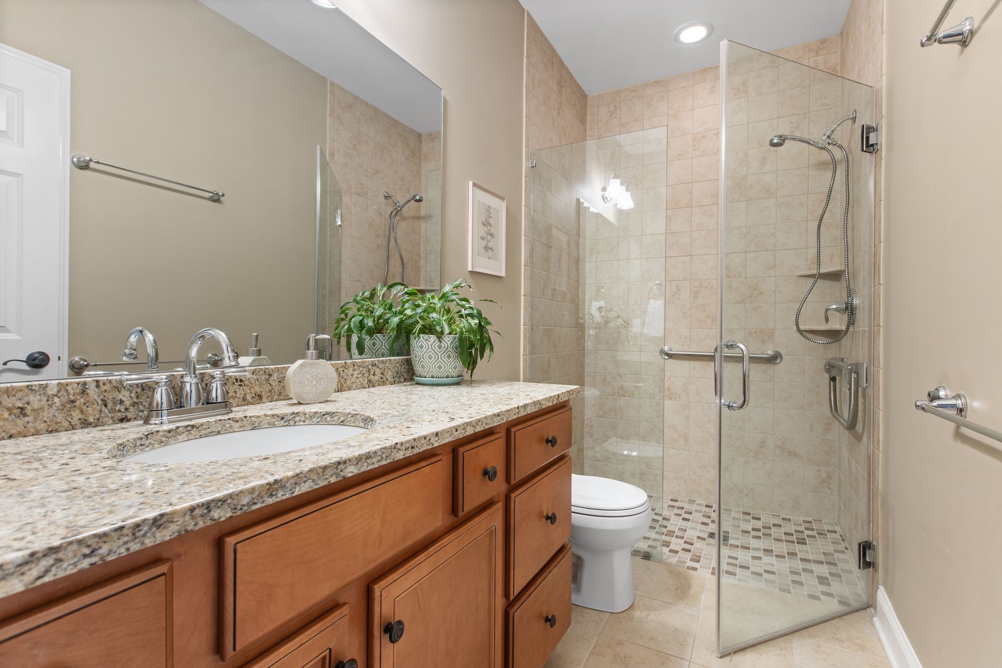 161 Chester Stevens Road Franklin, TN 37067 - Photo 24 of 37 a bathroom with a granite countertop sink a toilet and shower