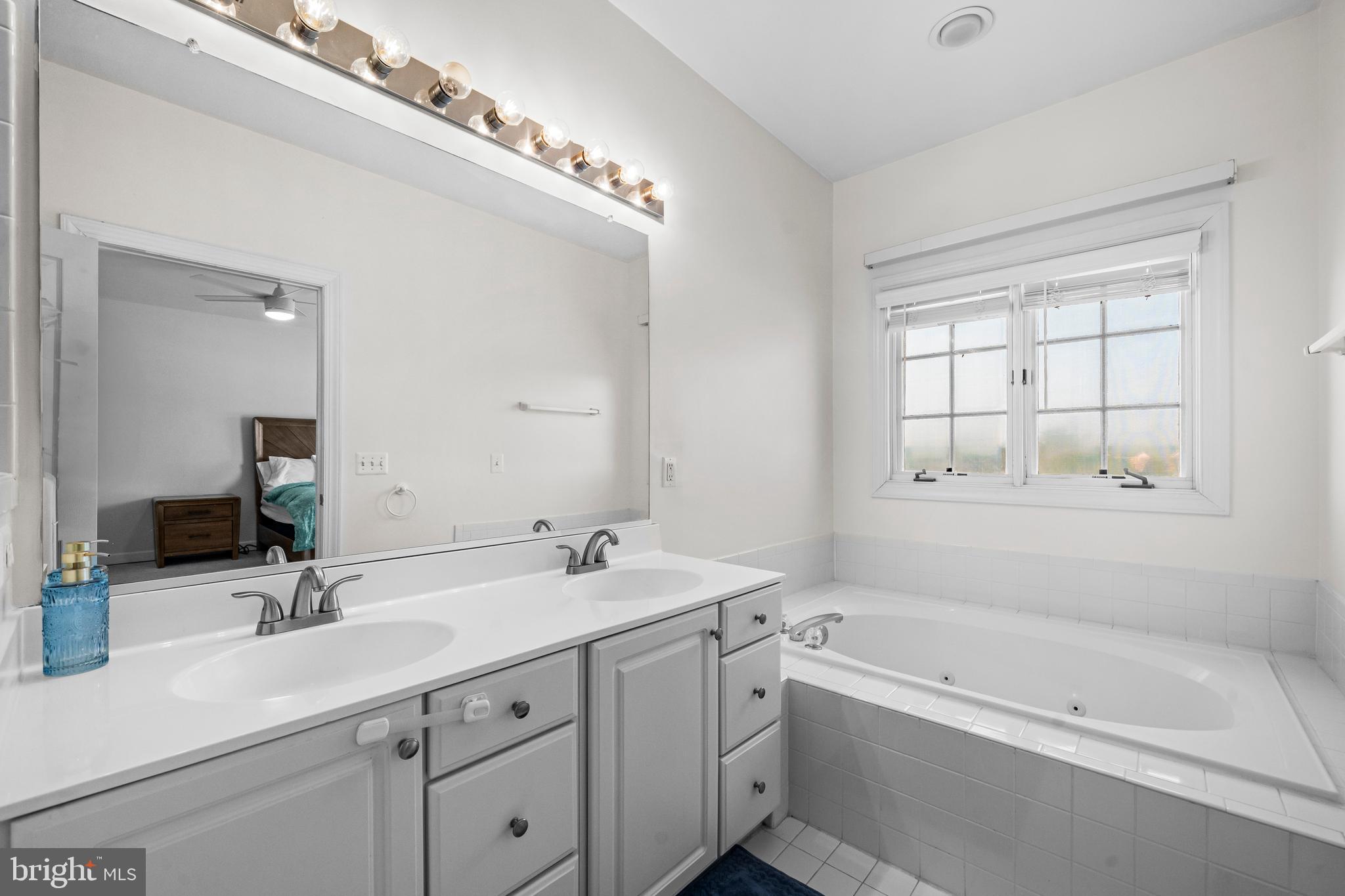 43003 Golf View Drive Chantilly, VA 20152 - Photo 26 of 54 a bathroom with a tub double sink and mirror