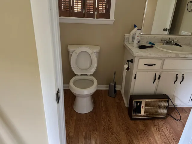 a view of small space with racks on the wall