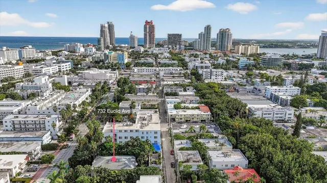 a view of a city with tall buildings