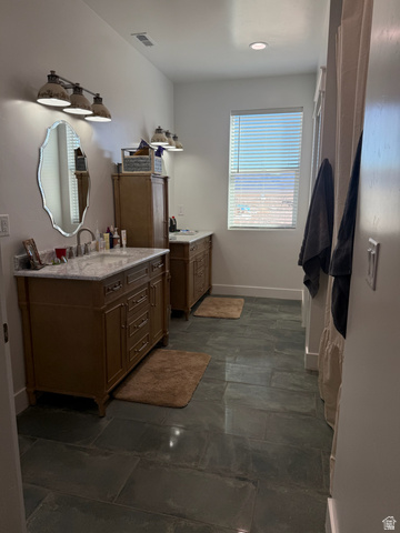 3550 North River Ln Road East Panguitch, UT 84759 - Photo 17 of 25 Dual vanity setup with stone countertops and undermount sinks