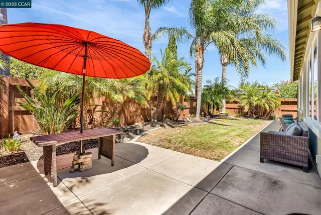 an aerial view of a building with outdoor space