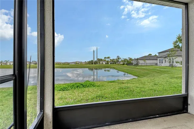 a view of a back yard from a window