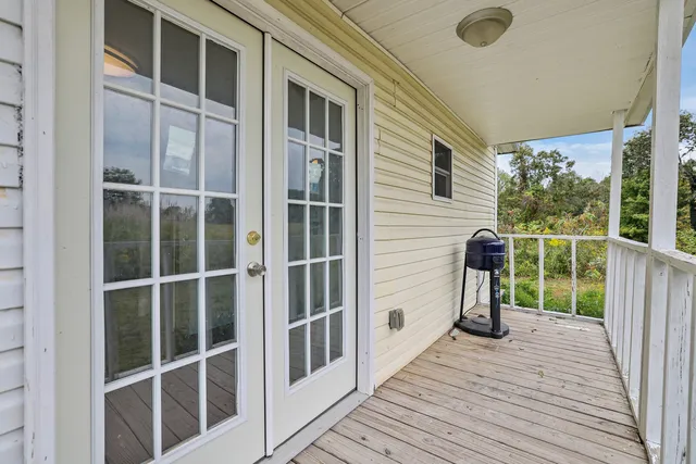 a view of an ocean and a mountain