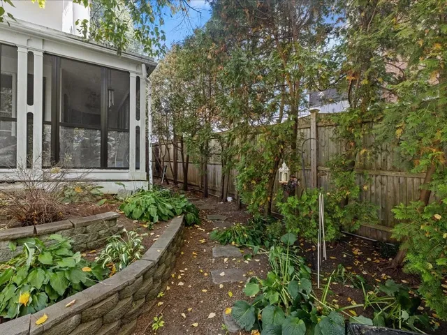 a view of a garden with pathway