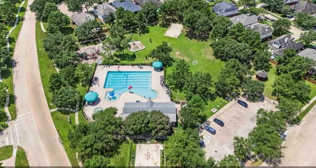 an aerial view of a house