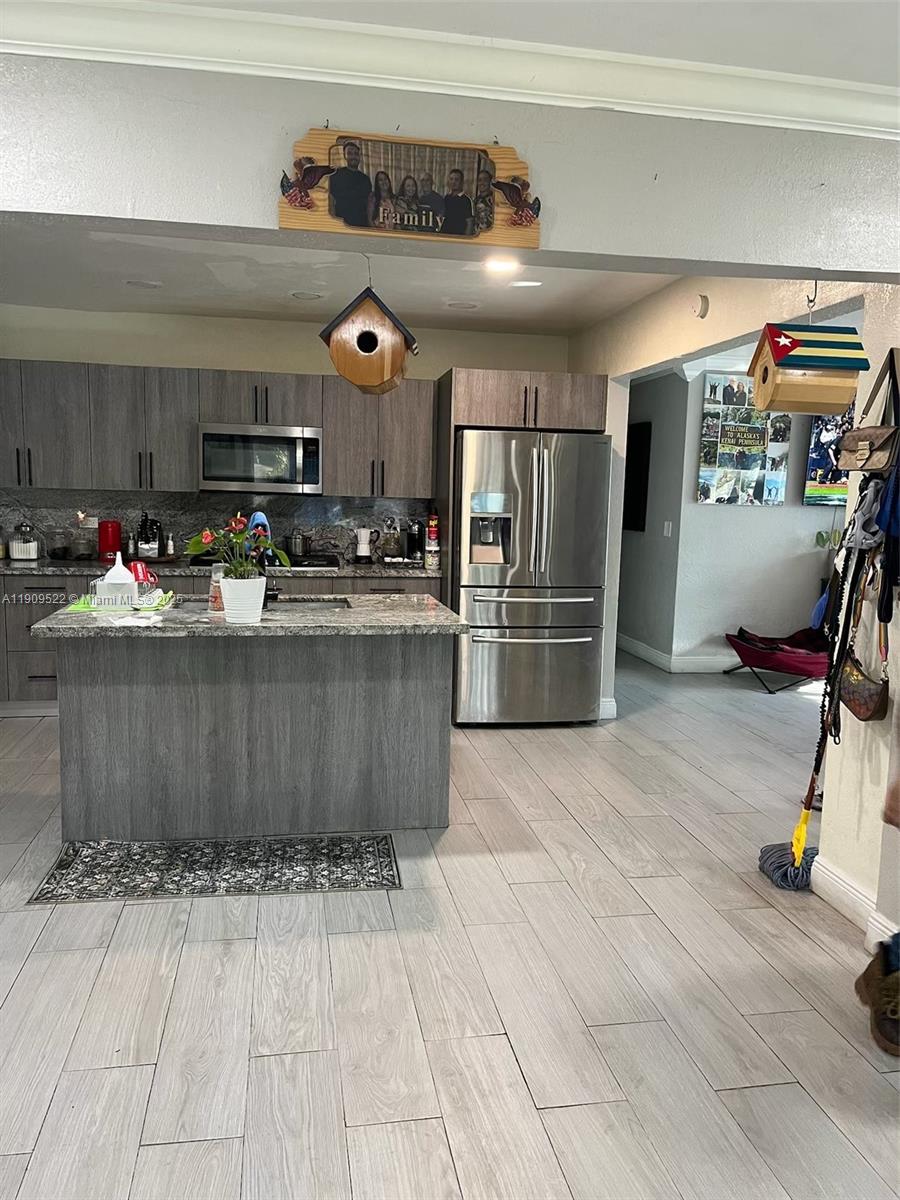 a kitchen with lots of counter top space