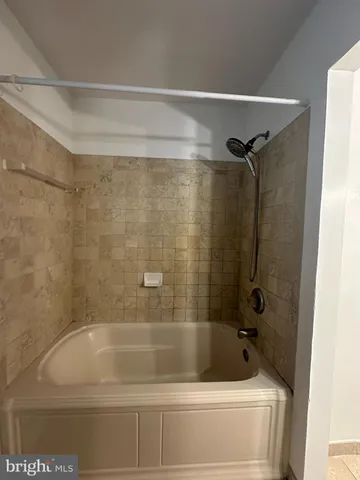 a bathroom with a shower and a bath tub