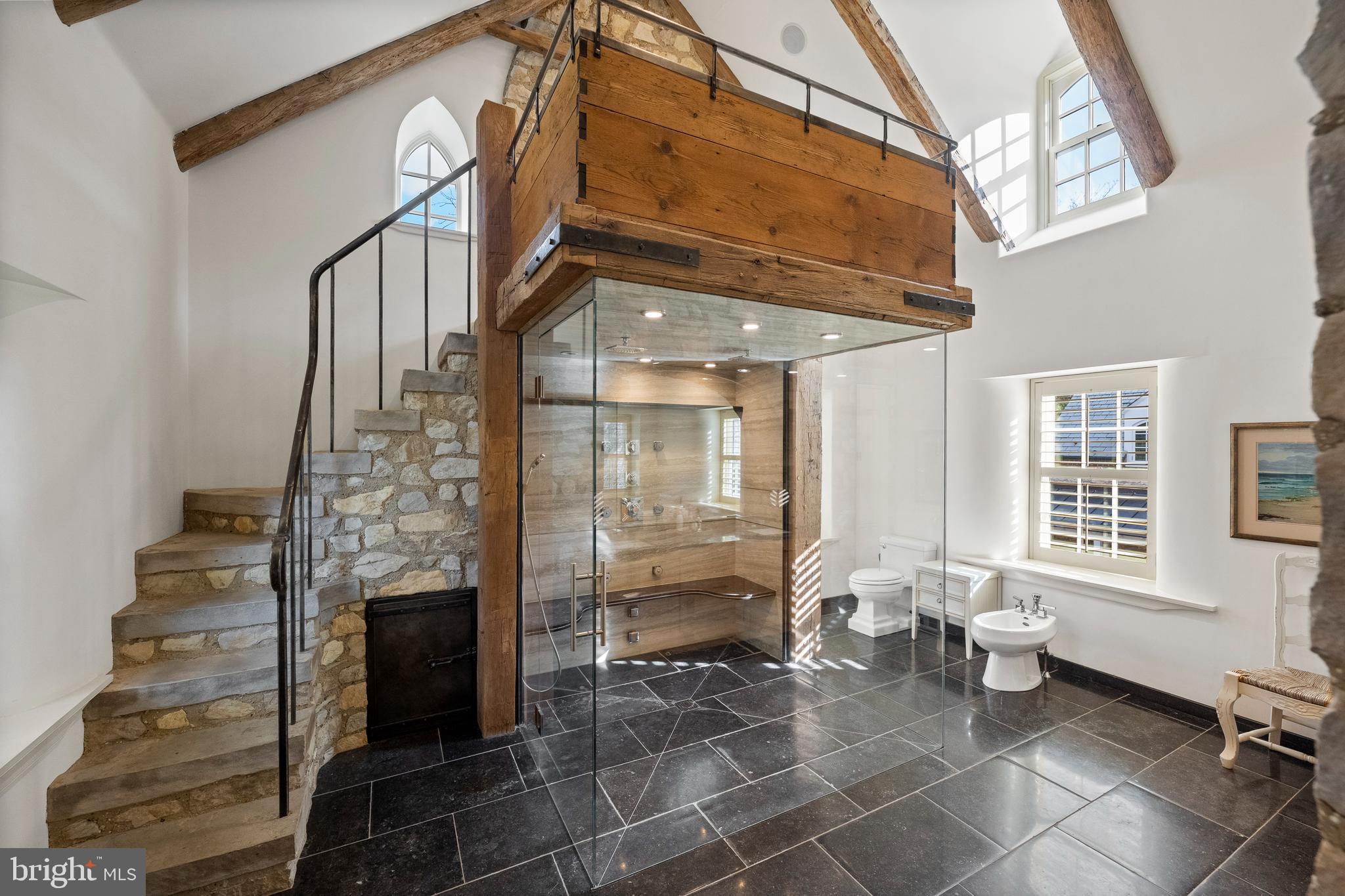 1500 Church Road Malvern, PA 19355 - Photo 47 of 80 Dramatic primary bathroom w/ stone staircase