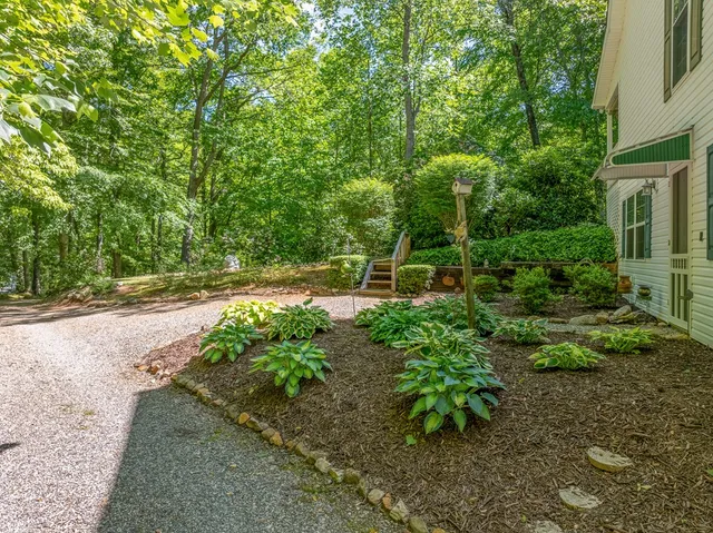 a view of a house with a yard and plants