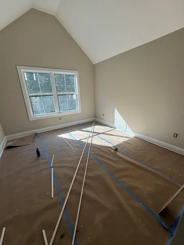 a room with a walk in closet