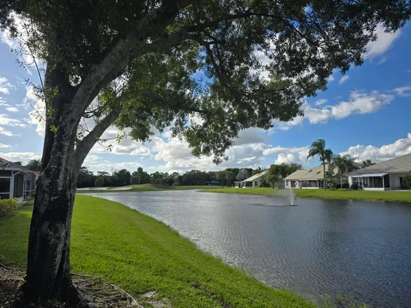 a view of a lake with houses