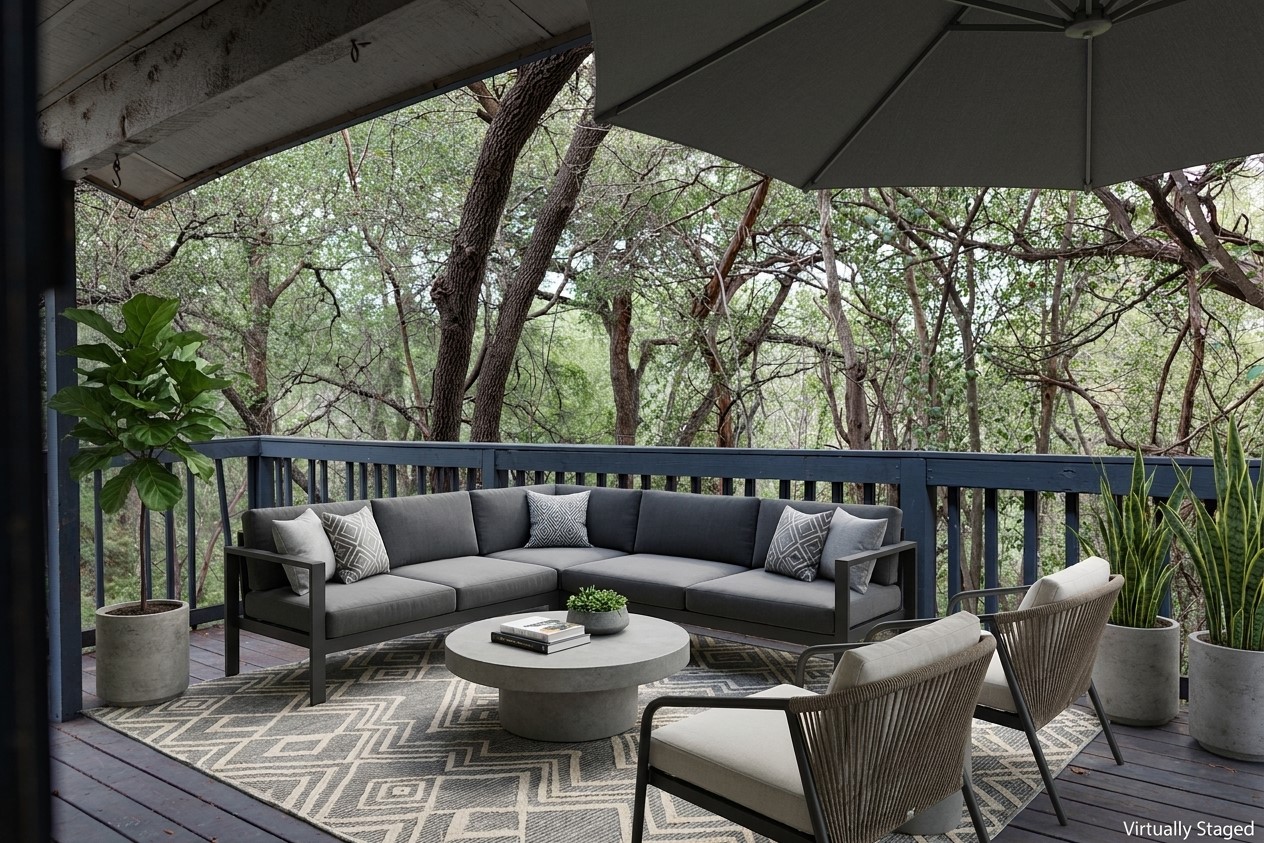 706 Ramble Lane, Unit B Austin, TX 78745 - Photo 12 of 12 a roof deck with couches and potted plants