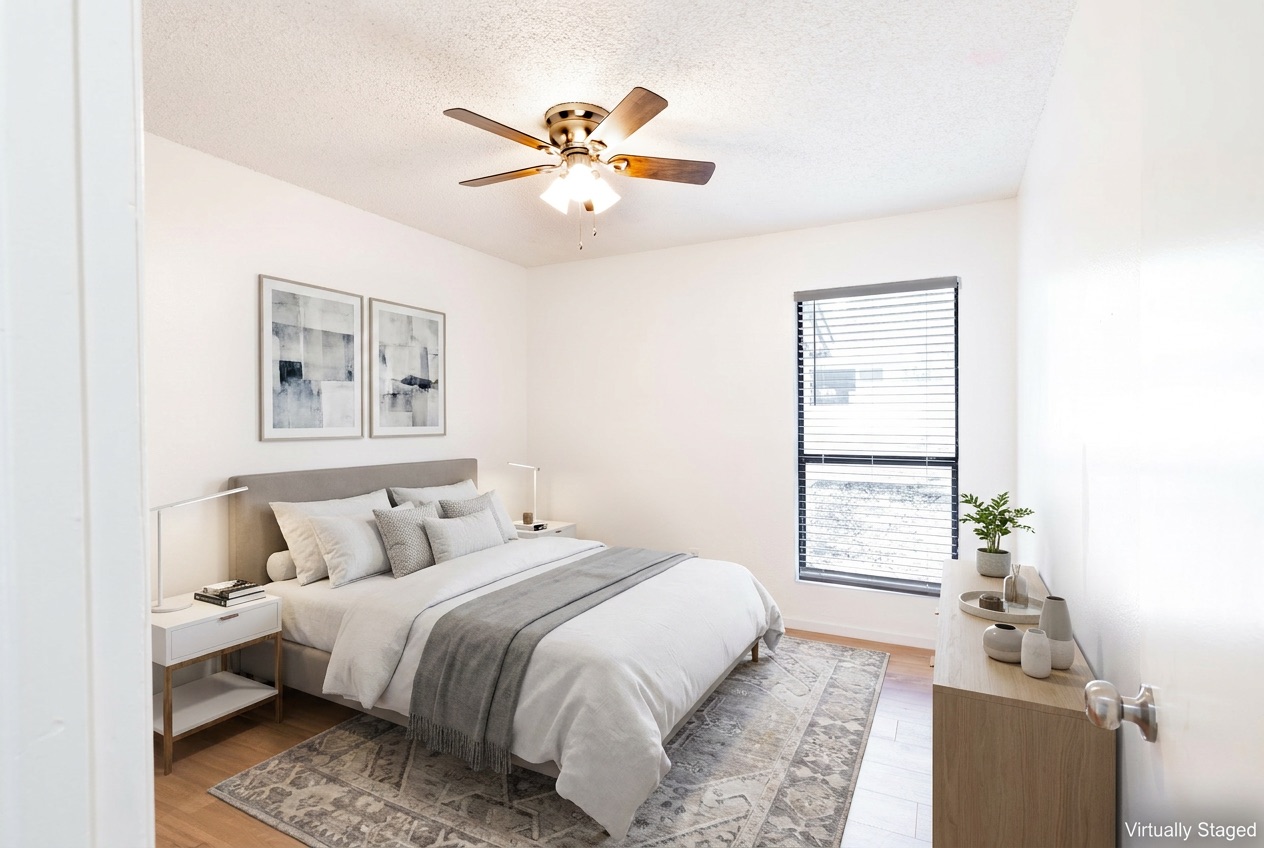 706 Ramble Lane, Unit B Austin, TX 78745 - Photo 9 of 12 a bedroom with a bed and a window