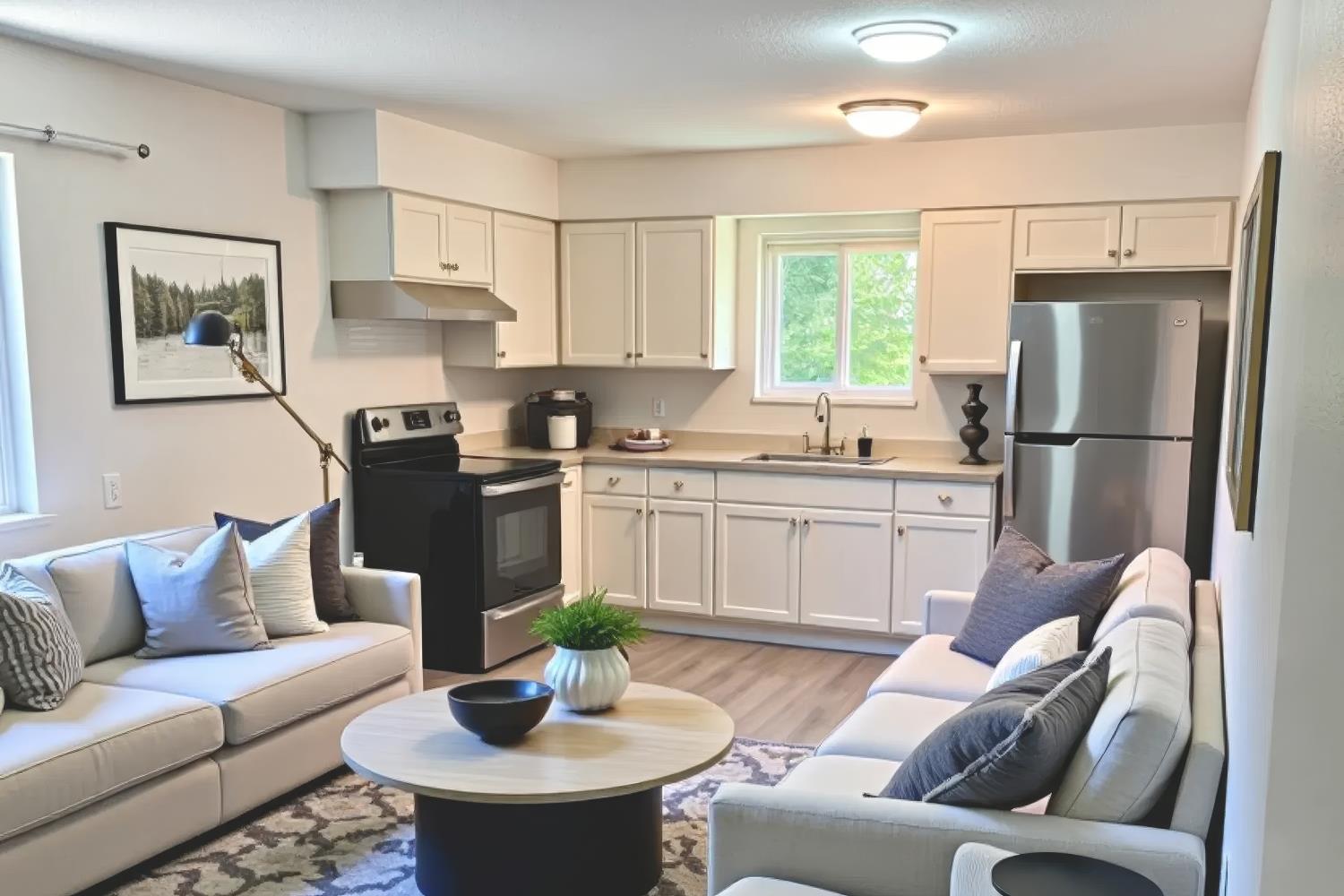 1916 17th Street Sacramento, CA 95811 - Photo 25 of 33 a kitchen with stainless steel appliances a refrigerator a sink a stove a table and chairs