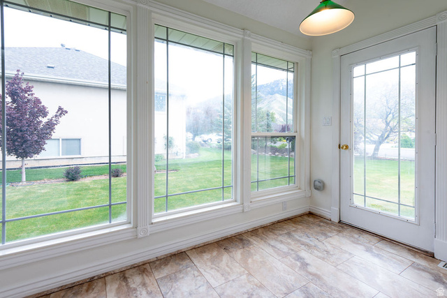 875 East 1300th Street North Mapleton, UT 84664 - Photo 23 of 65 Unfurnished sunroom with a mountain view