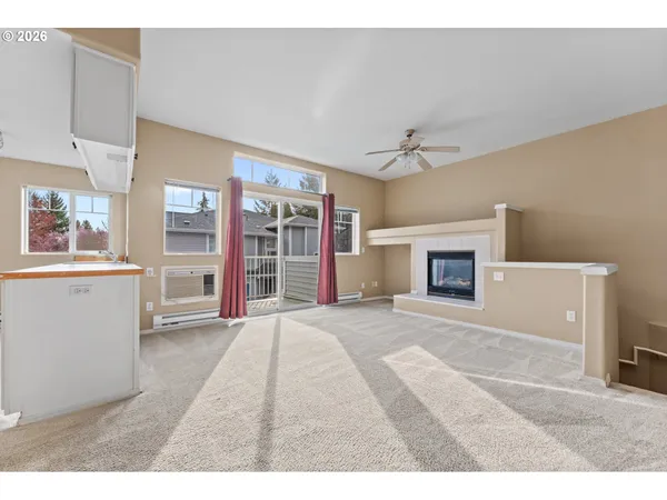 a view of a livingroom with a fireplace