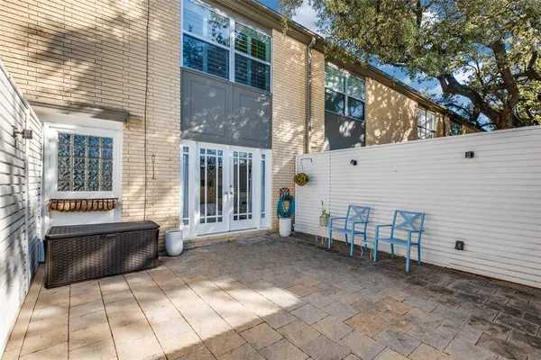 a view of a porch with a bench