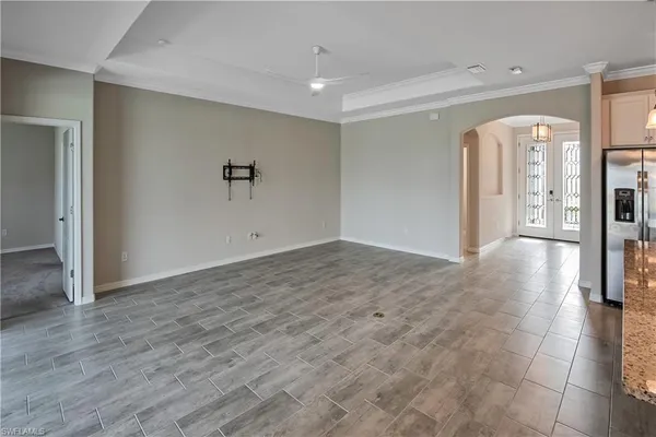 a view of a hallway with closet area