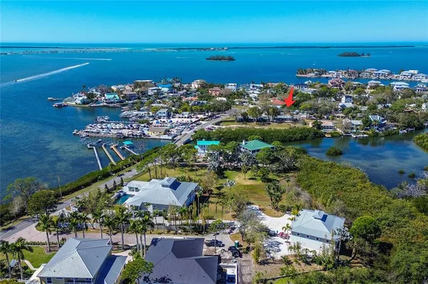 a view of a city and ocean view