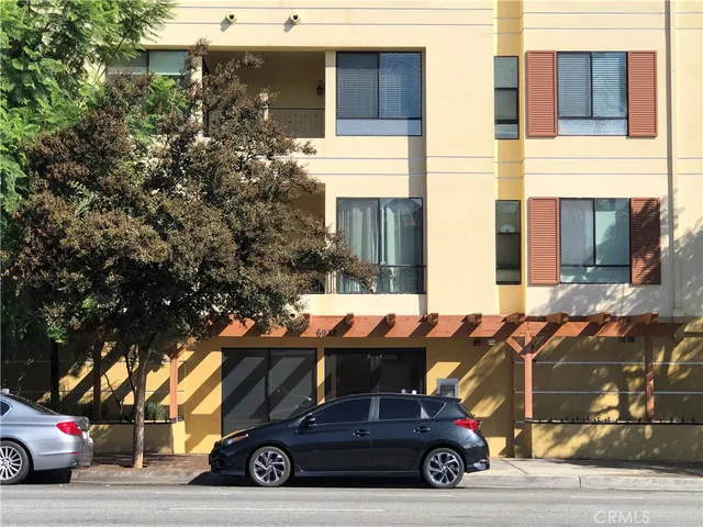 a car parked in front of a building