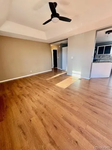 a view of a livingroom with a dishwasher and a microwave