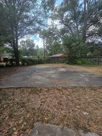 a backyard of a house with lots of green space