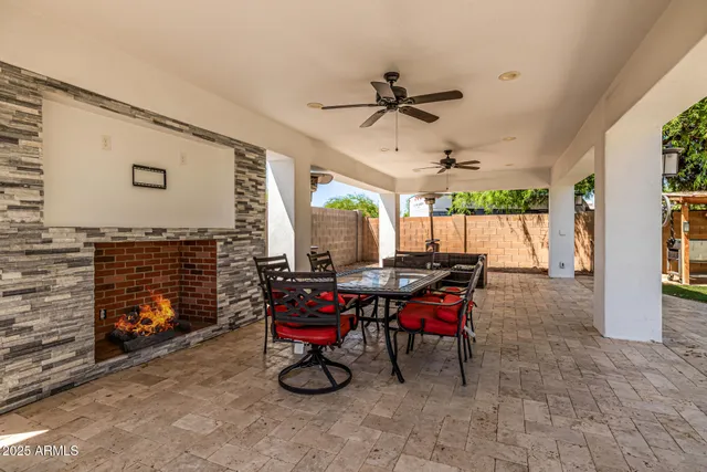 a view of a house with a patio