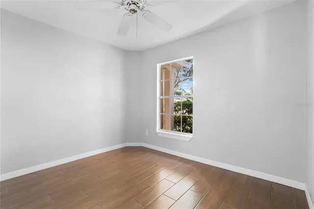 a view of an empty room with a sliding door