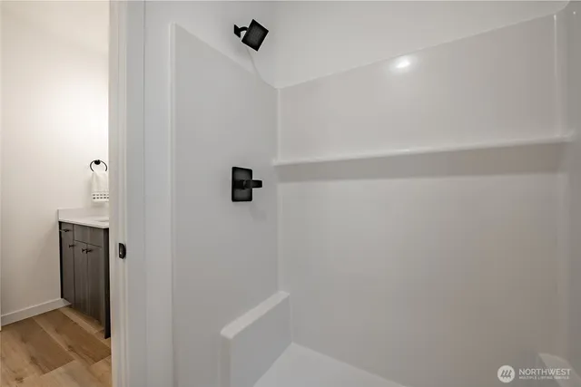 a view of a hallway with closet