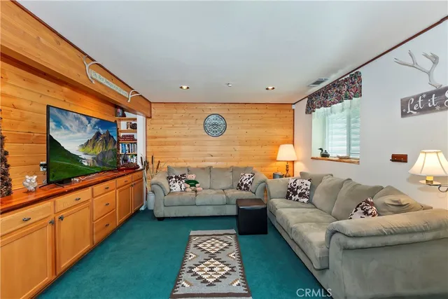 a living room with furniture rug and window